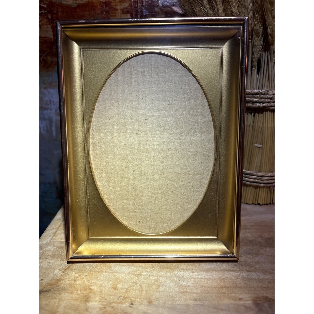 Intercraft Vintage Gold Tone Metal Picture Frame Oval Mat 6x8 Rectangle